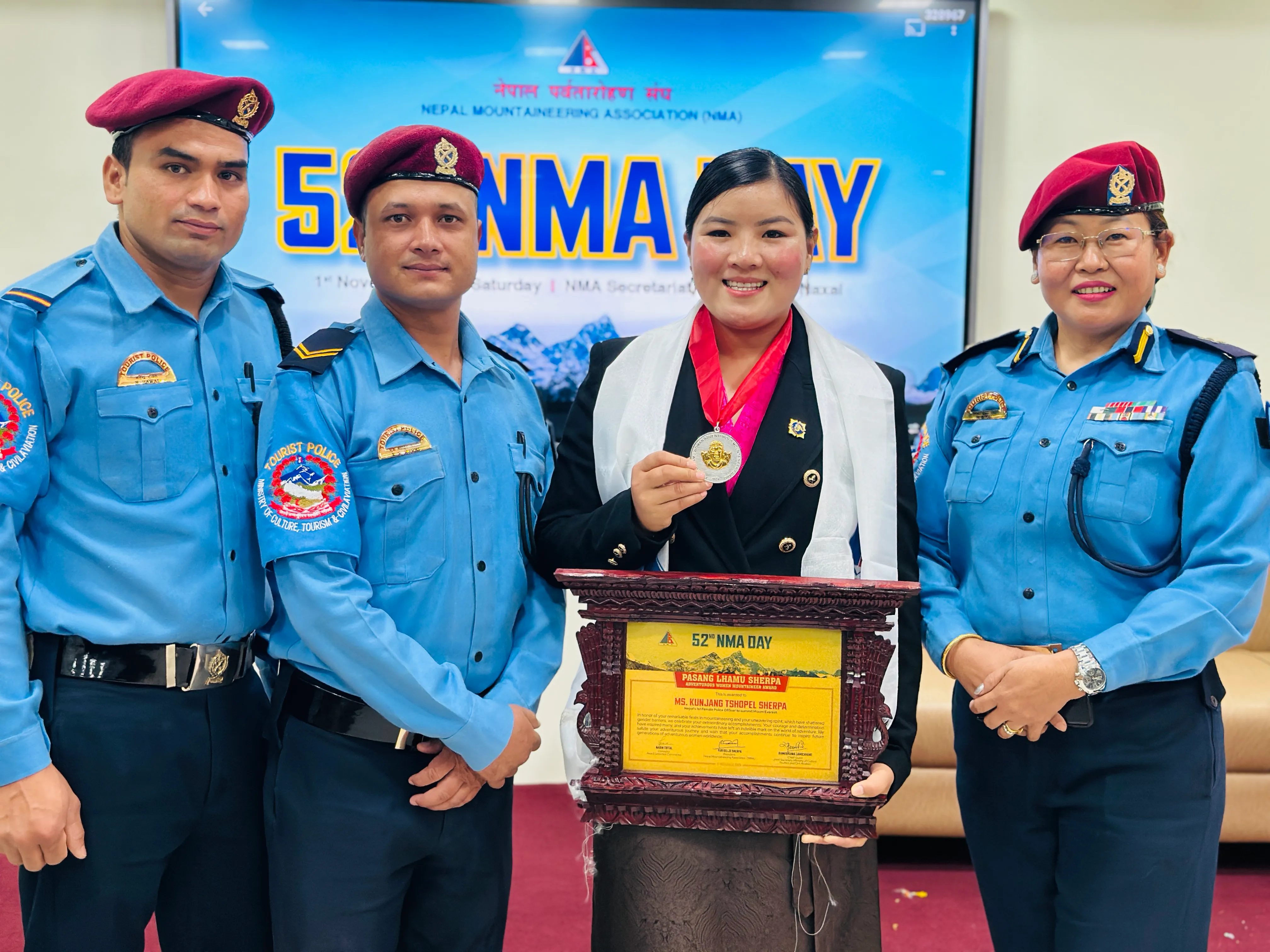 Receiving Gold-Plated Medal