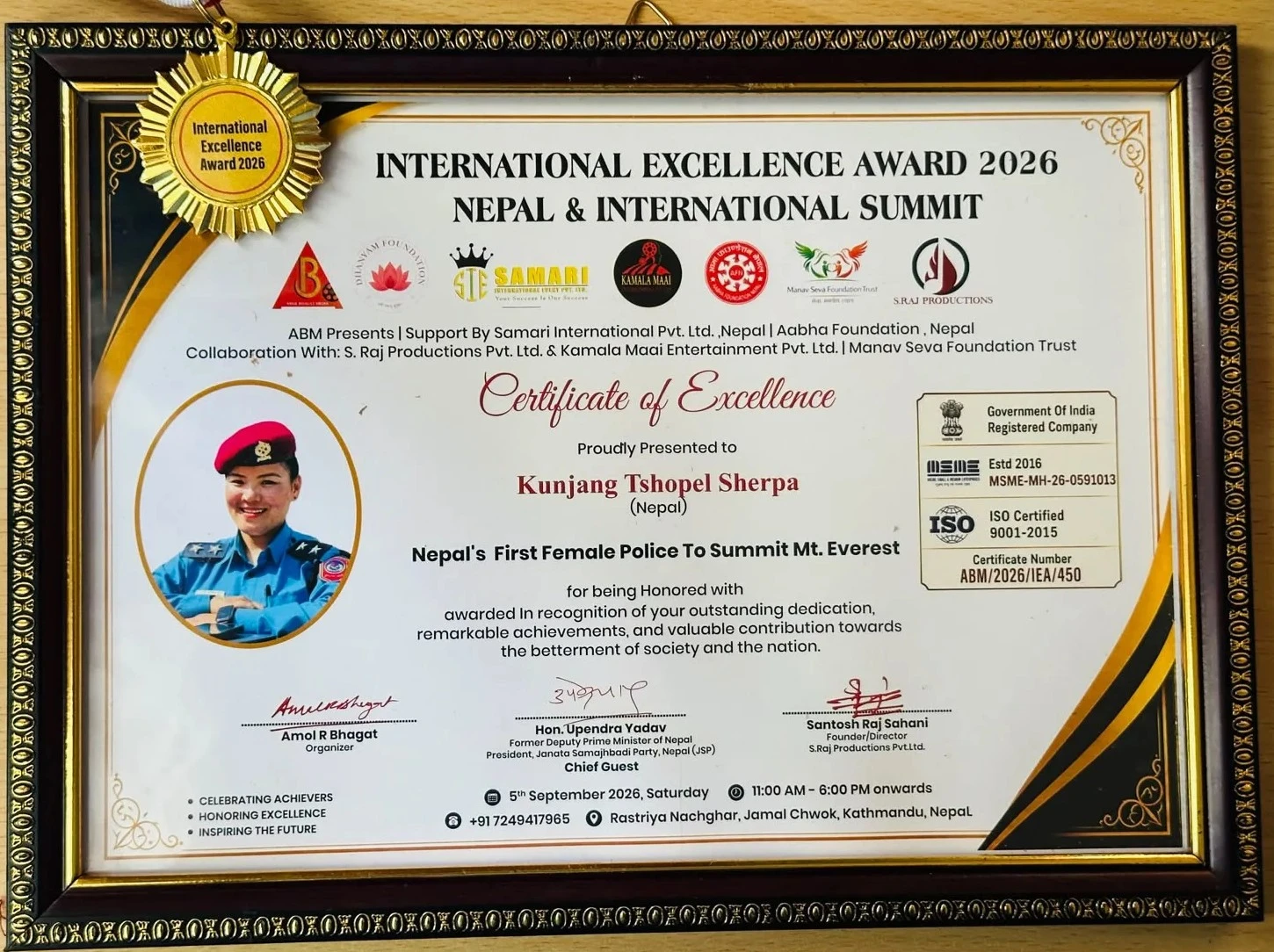 International Excellence Award 2026 Nepal and International Summit