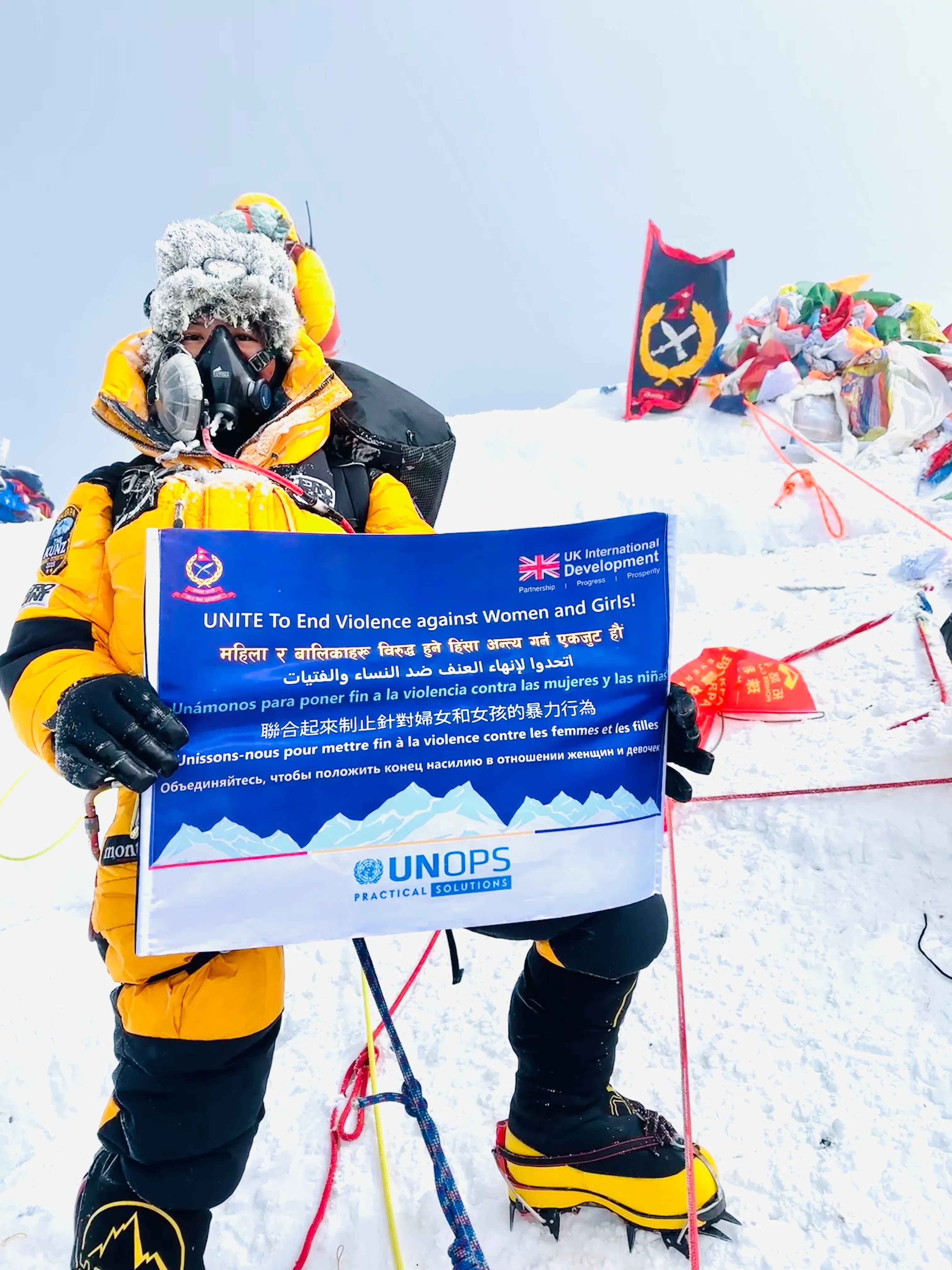 UNITE Banner at Everest Summit